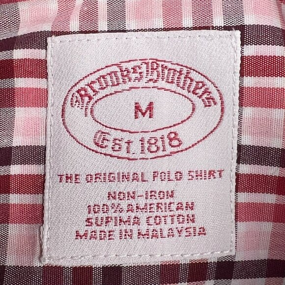 Brooks Brothers Shirt Mens Medium Red White Plaid Button up Long Sleeve Preppy - Picture 1 of 9